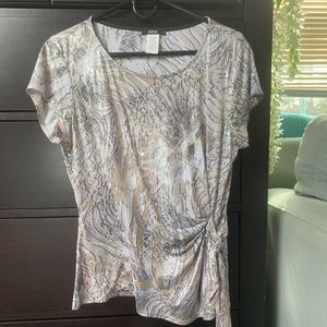 MSK Women's Short Sleeve Top - Beige and Gray